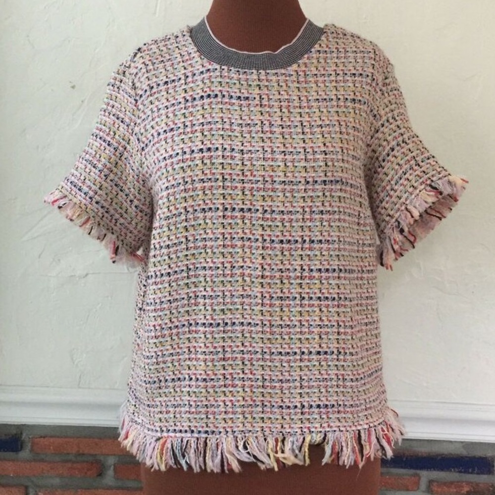 Zara Tweed Colorful Top